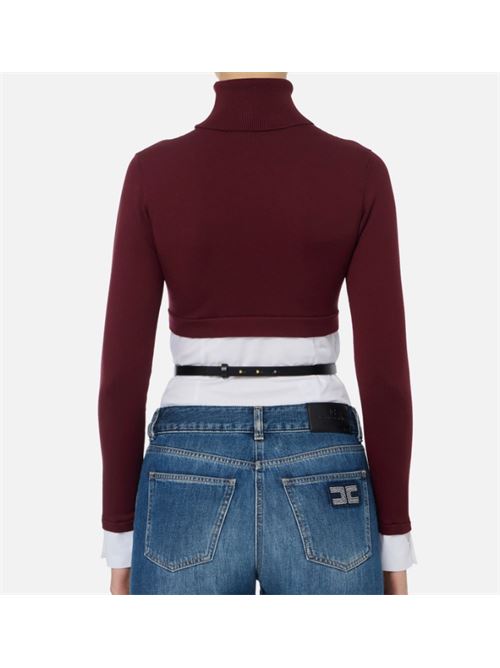 MAGLIA CON FONDO EFFETTO CAMICIA ELISABETTA FRANCHI | MK14T56E2CM4 Rouge Noir/Bianco